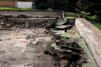 The tennis courts, located on the east side of campus, are being torn down.