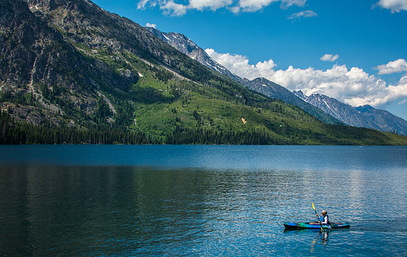 Beautiful summer day in the Grand Teton National Park celebrating America's Independence at Jenny's Lake.