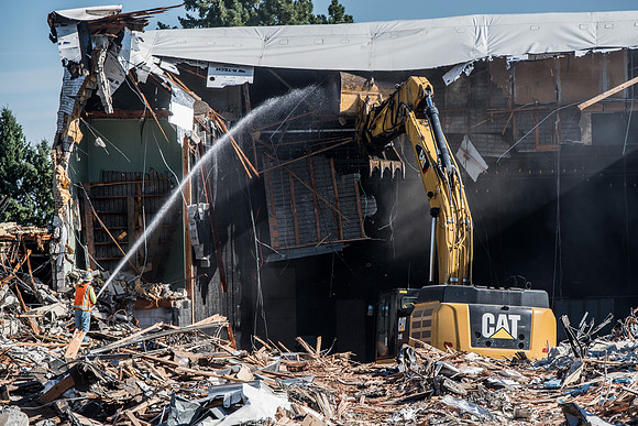 Big D Construction demolishing the Kirkham building during Summer break.