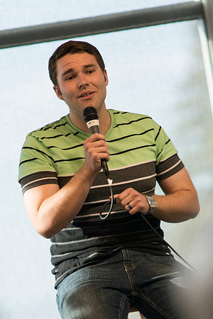 Jordan Moore, a contestant in The Last Voice Standing, sings on the Crossroads stage during the 2014 Spring Semester.