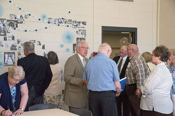The Class of 1967 meets together in the Manwaring Center for a Reunion.