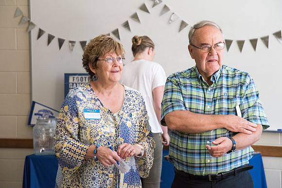 The Class of 1967 meets together in the Manwaring Center for a Reunion.