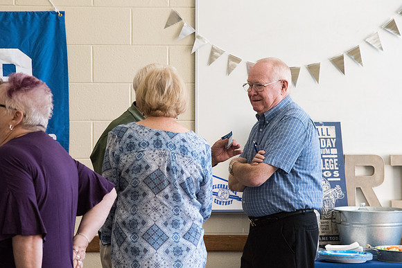 The Class of 1967 meets together in the Manwaring Center for a Reunion.