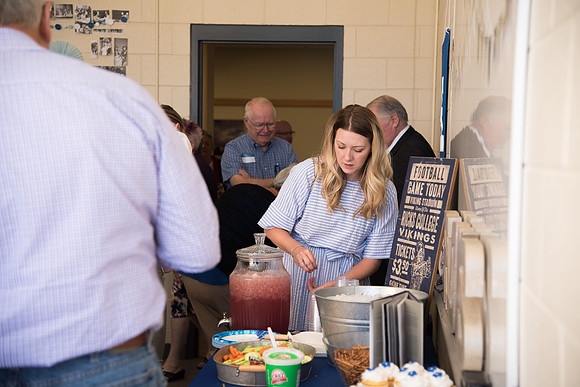 The Class of 1967 meets together in the Manwaring Center for a Reunion.
