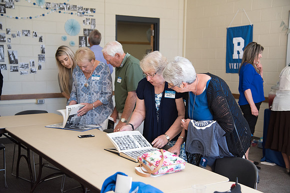 The Class of 1967 meets together in the Manwaring Center for a Reunion.