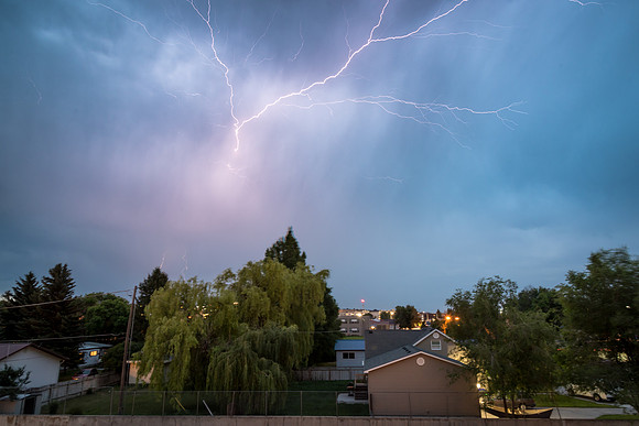 A summer thunder storm puts on a great lightning display over Rexburg. 2017