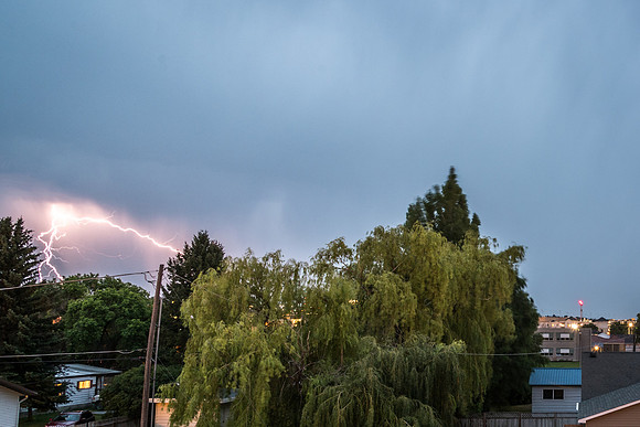 A summer thunder storm puts on a great lightning display over Rexburg. 2017