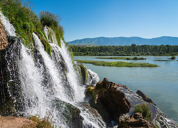 A beautiful waterfall that empties into the South Fork of the Snake River near Swan Valley, ID.