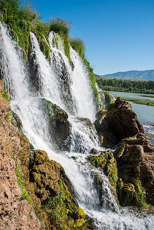 A beautiful waterfall that empties into the South Fork of the Snake River near Swan Valley, ID.