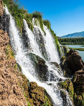 A beautiful waterfall that empties into the South Fork of the Snake River near Swan Valley, ID.