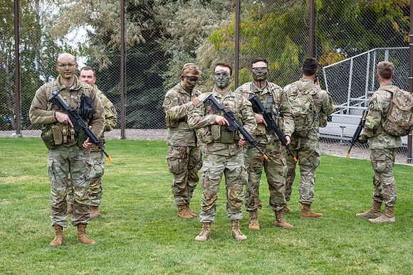 ROTC cadets get the opportunity to fly in a Blackhawk helicopter to their training site.