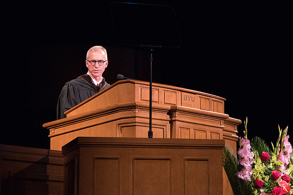 President Kelly Burgener speaks during Commencement.