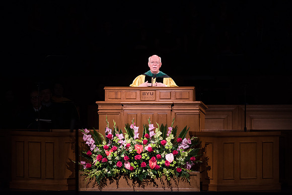Elder J. Devn Cornish, General Authority Seventy, speaks to the BYU-Idaho graduates.