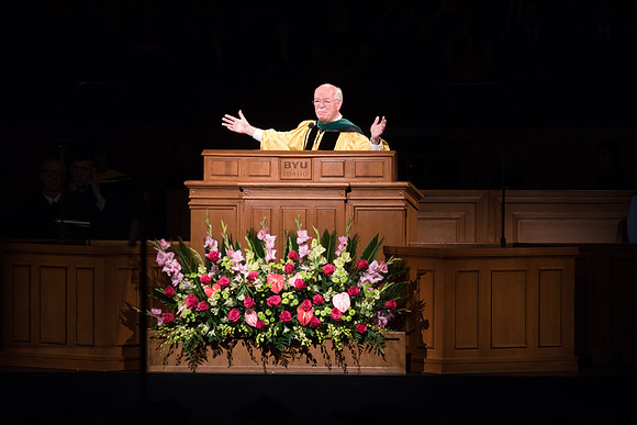 Elder J. Devn Cornish, General Authority Seventy, speaks to the BYU-Idaho graduates.