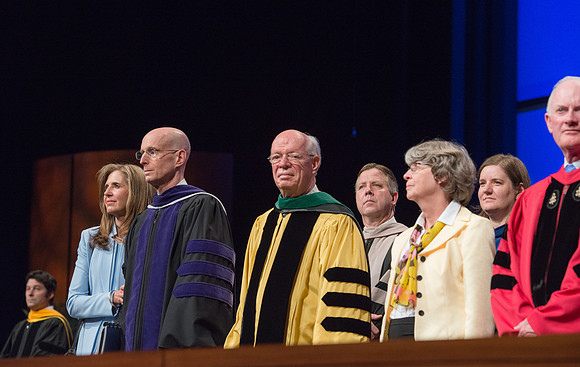 BYU-Idaho Spring semester graduation. President and Sister Henry J Eyring, Elder and Sister Cornish, Elder Kim B Clark