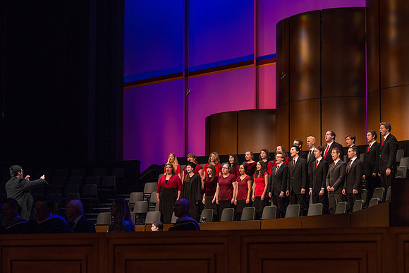 BYU-Idaho Spring semester graduation. BYU-Idaho Chamber Singers sing a musical number, "And Can It Be?"