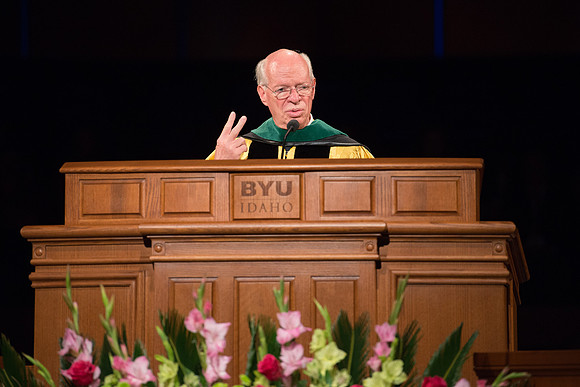 BYU-Idaho Spring semester graduation. Elder J. Devn Cornish