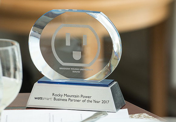 Rocky Mountain Power awards BYU-Idaho with the Watt Smart Award for being energy efficient. 2017