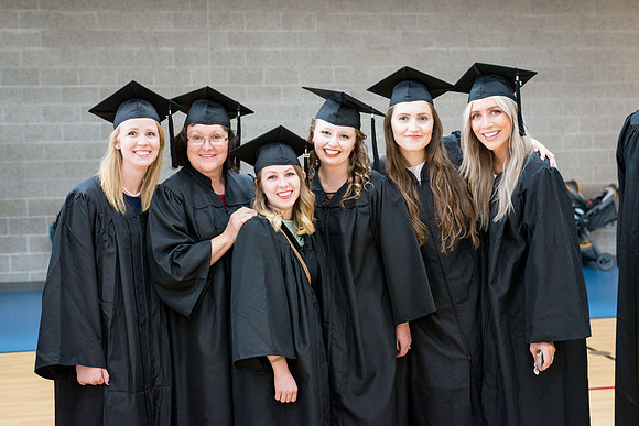 Students gather together before Commencement