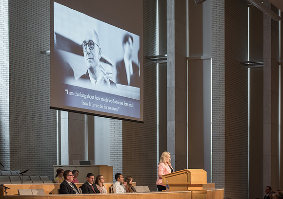Strengthening individuals and families through lifelong learning. Amy LaBaugh, Student Life Vice President speaks on the importance of Scripture study for the Ed Week devotional in the Taylor Chapel.