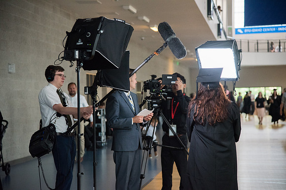 BYU-Idaho Graduation. A/V Production interviewing graduates during Commencement. Spring Semester