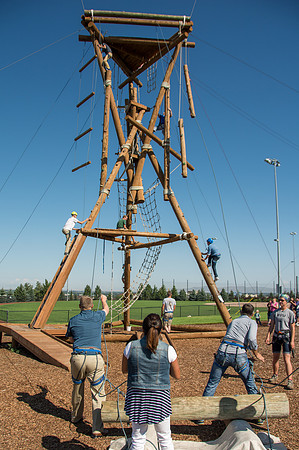 BYU-Idaho Education Week 2017, fun a t the climbing tower and ropes course.