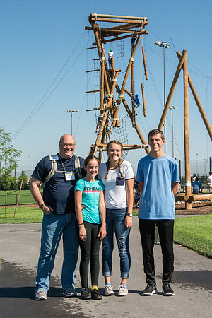 BYU-Idaho Education Week 2017, fun a t the climbing tower and ropes course.