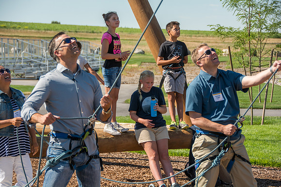 BYU-Idaho Education Week 2017, fun a t the climbing tower and ropes course.