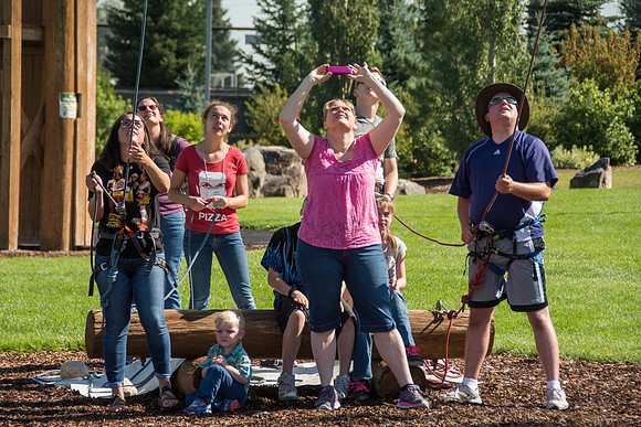 BYU-Idaho Education Week 2017, fun a t the climbing tower and ropes course.