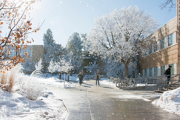Frost covers campus early morning during Winter Semester.