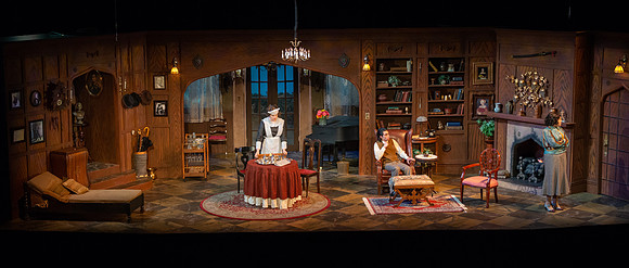Drama dress rehearsal for the Blithe Spirit play in the Snow theater.