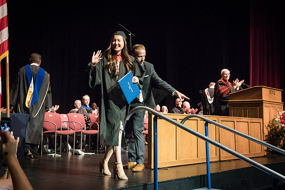Business and Communications graduates recieve their diplomas at the Spring Convocation. 2017
