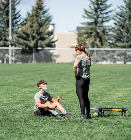 Student teams compete in BYUI's spikeball tournament held in the upper fields.