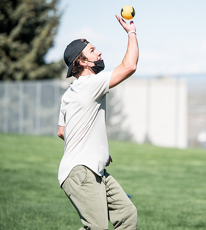 Student teams compete in BYUI's spikeball tournament held in the upper fields.