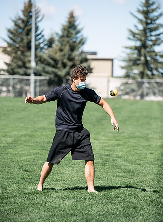 Student teams compete in BYUI's spikeball tournament held in the upper fields.