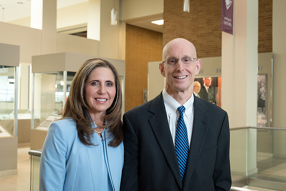 President and Sister Eyring on the set of a video shoot in Legacy Hall. 2017