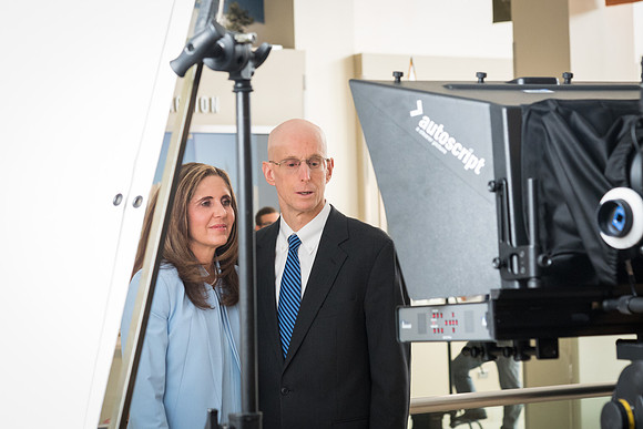 President and Sister Eyring on the set of a video shoot in Legacy Hall. 2017