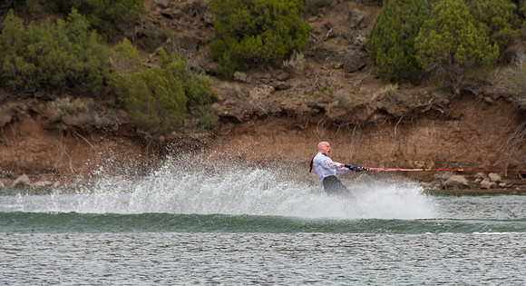 Waterskiing at Ririe Reservoir with BYU-Idaho's President Henry J Eyring. Video shoot for his Fall semester devotional promo video. - Aug 2019