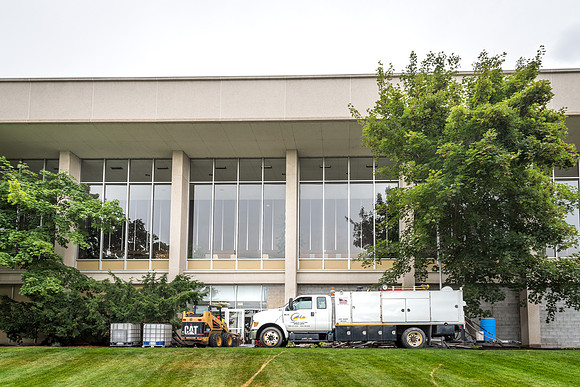 Some construction happens in the Hart building during the Summer Session. 2017