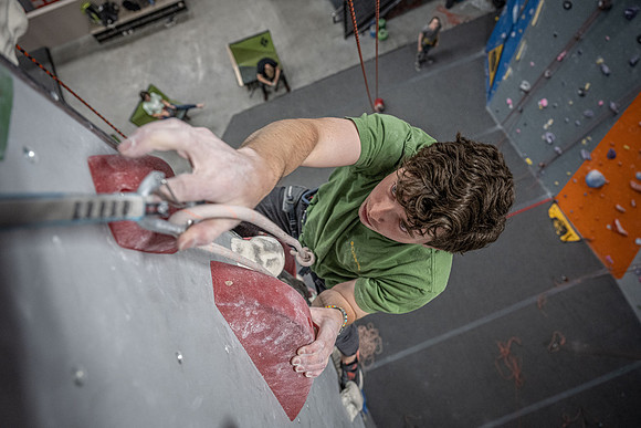 Students enjoy indoor rock climbing at The Rock Gym in Rexburg.