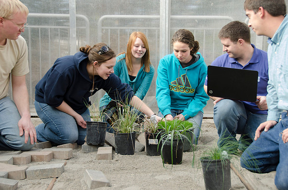 College horticulture class works with high school students to redesign the Clark playground facilities.