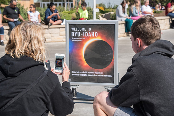 2017 Great American Eclipse photographed over BYU-Idaho