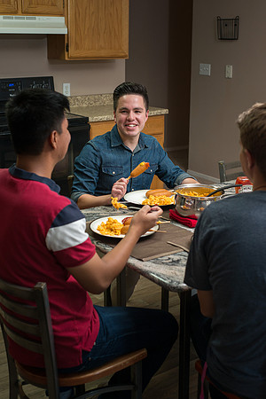 Do what you do with your roommates. Enjoy a meal together.