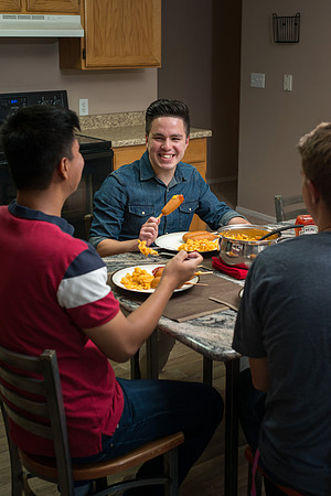Do what you do with your roommates. Enjoy a meal together.