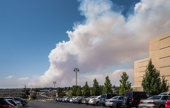 Smoke cloud from wildfire west of Rexburg. 2017