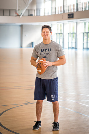 Nick Zarate plays football in the I-Center courts. 2017