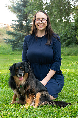Rachel Tullis, an interdisciplinary science major, with her dog Honey. Photo for LDS Philanthropies.