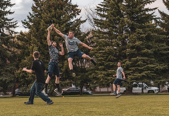 Students enjoy the warm weather of Spring semester by spending time in Porter Park.