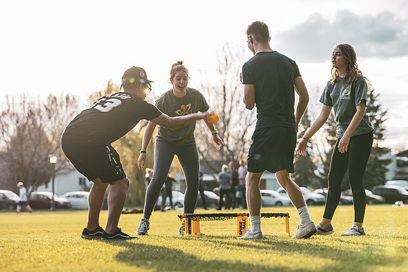 Students enjoy the warm weather of Spring semester by spending time in Porter Park.