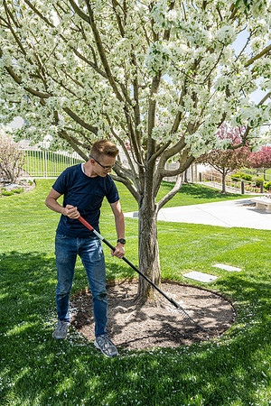 Grounds worker at the Rexburg Temple.